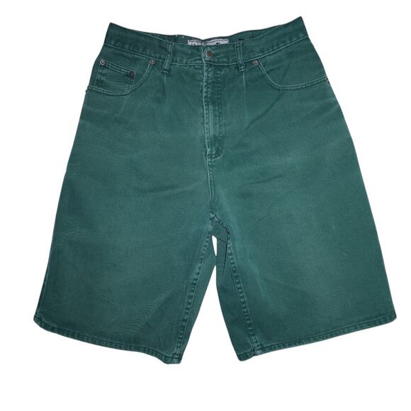 Vintage 90s Modern Boy Green Denim Shorts Men’s 34 Made in Taiwan Y2K Streetwear - Picture 1 of 9